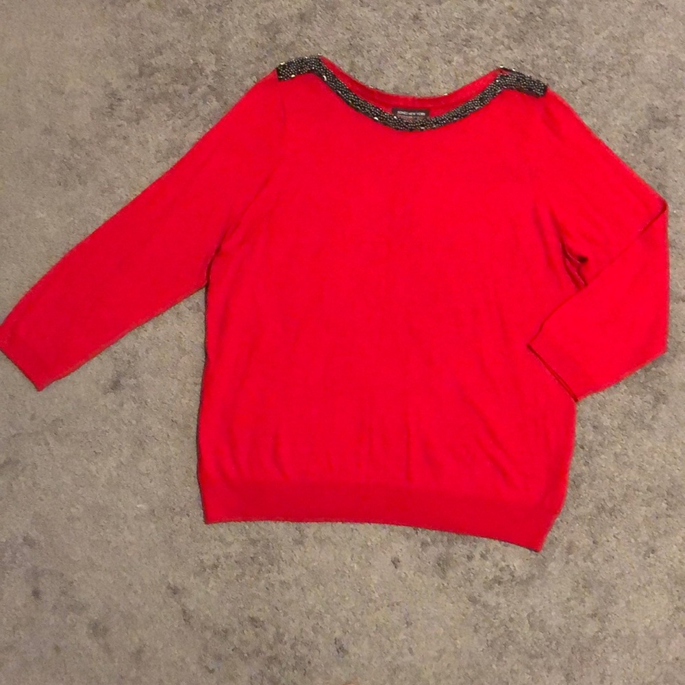 JNY Scarlett Boatneck Faux Pearl Trim Sweater
